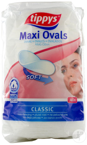 Tippys Classic Maxi Ovals Pads Disques Coton 40 Pièces