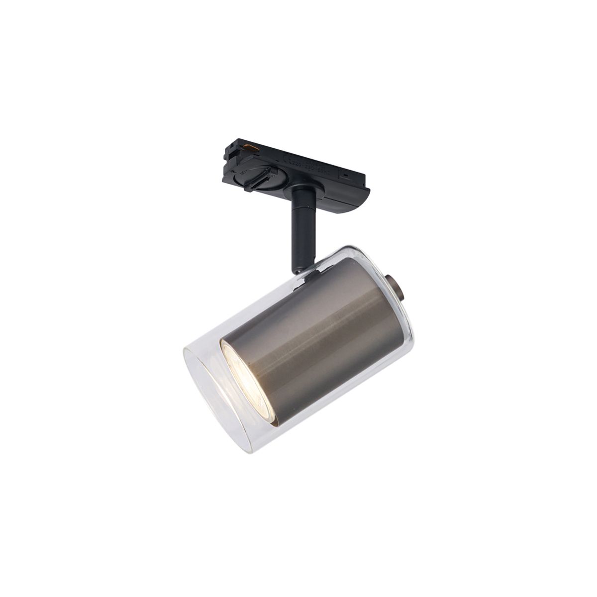 Moderne spot gunmetal met helder glas voor railsysteem 1-fase - Iconic Lloyd