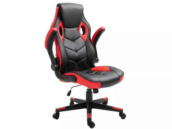 Chaise de bureau - Similicuir & Plastique - Noir / Rouge - Omis