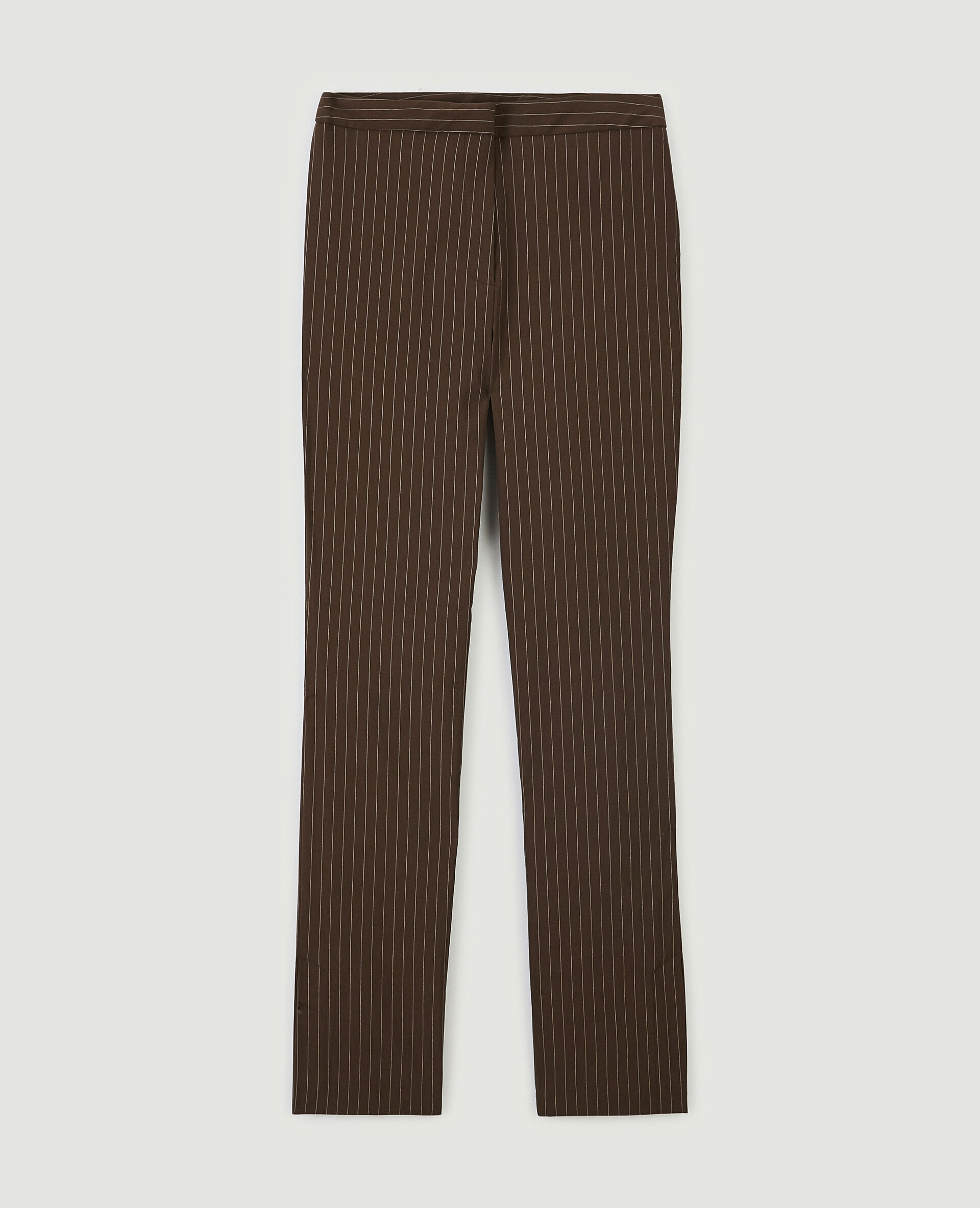 Pantalon slim droit avec fentes - Marron