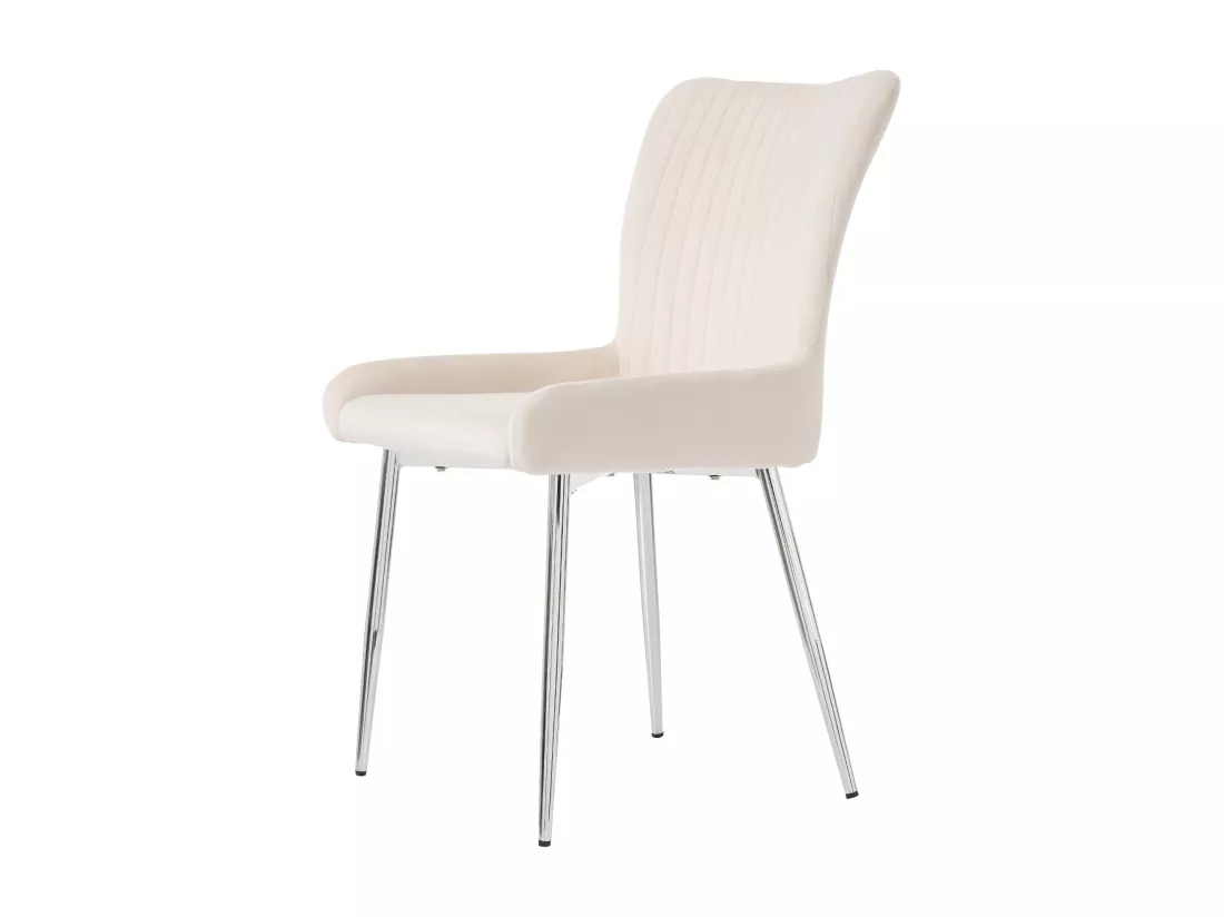 Lot de 6 Chaises en velours - avec pieds en métal argenté - Beige