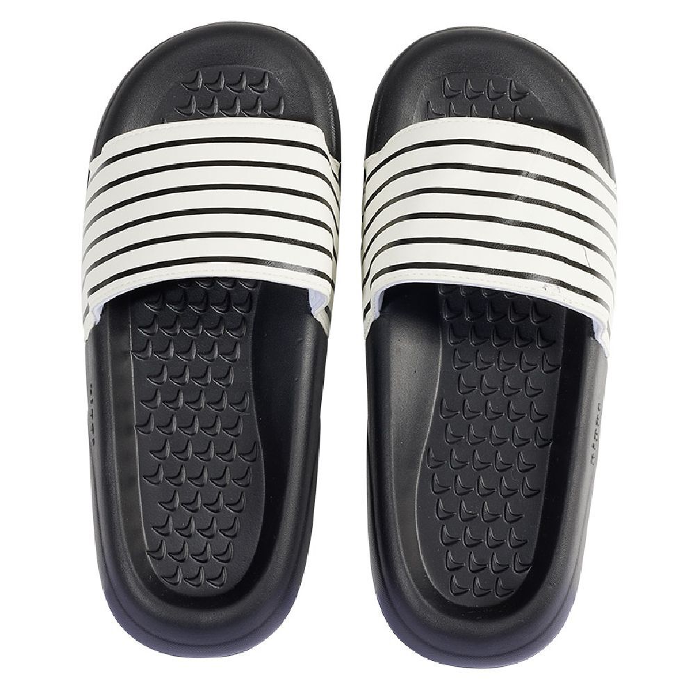 Sandales claquettes plastique noir rayé blanc 36/37