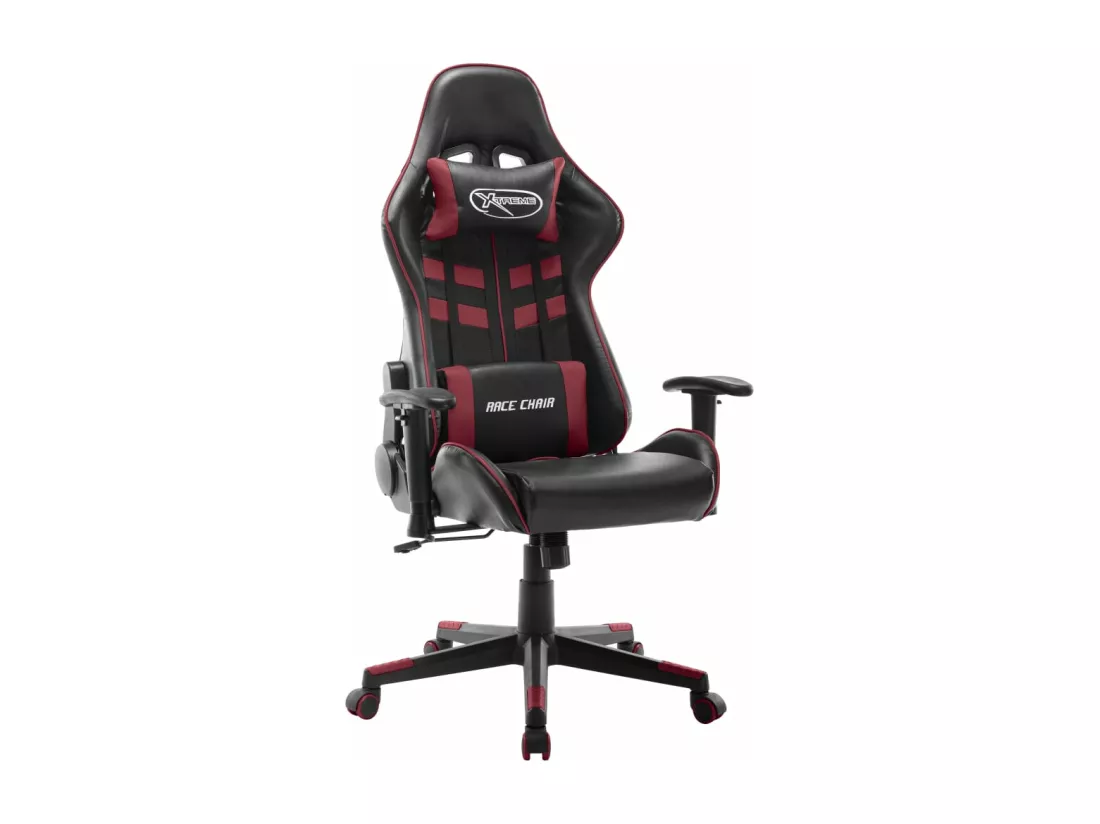 Chaise de jeu Noir et rouge bordeaux Cuir artificiel