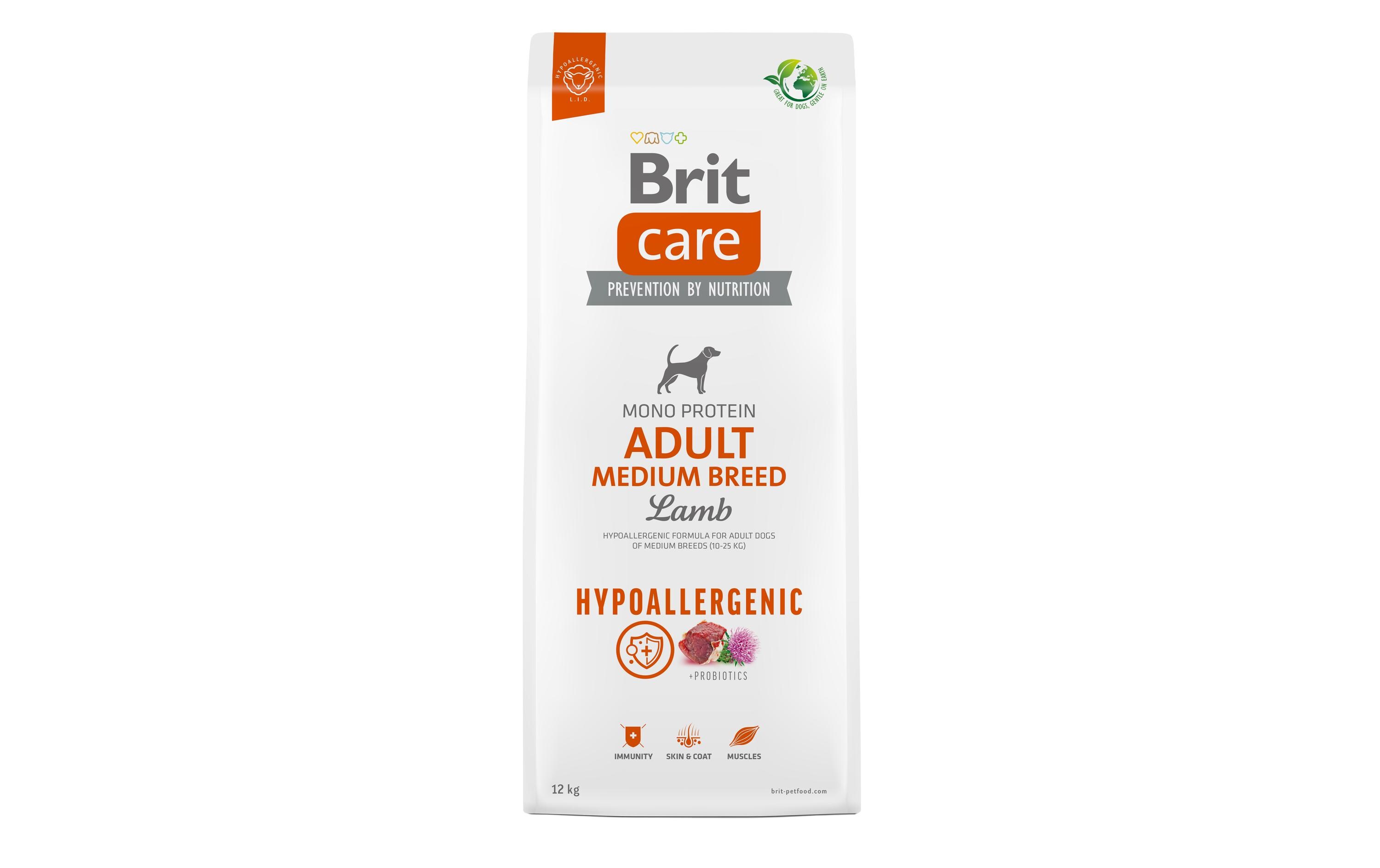 Trockenfutter Care Adult Medium Hypoallergenic Lamm, 12 kgAlleinfuttermittel für erwachsene Hunde mittelgrosser Rassen (10-25 kg)