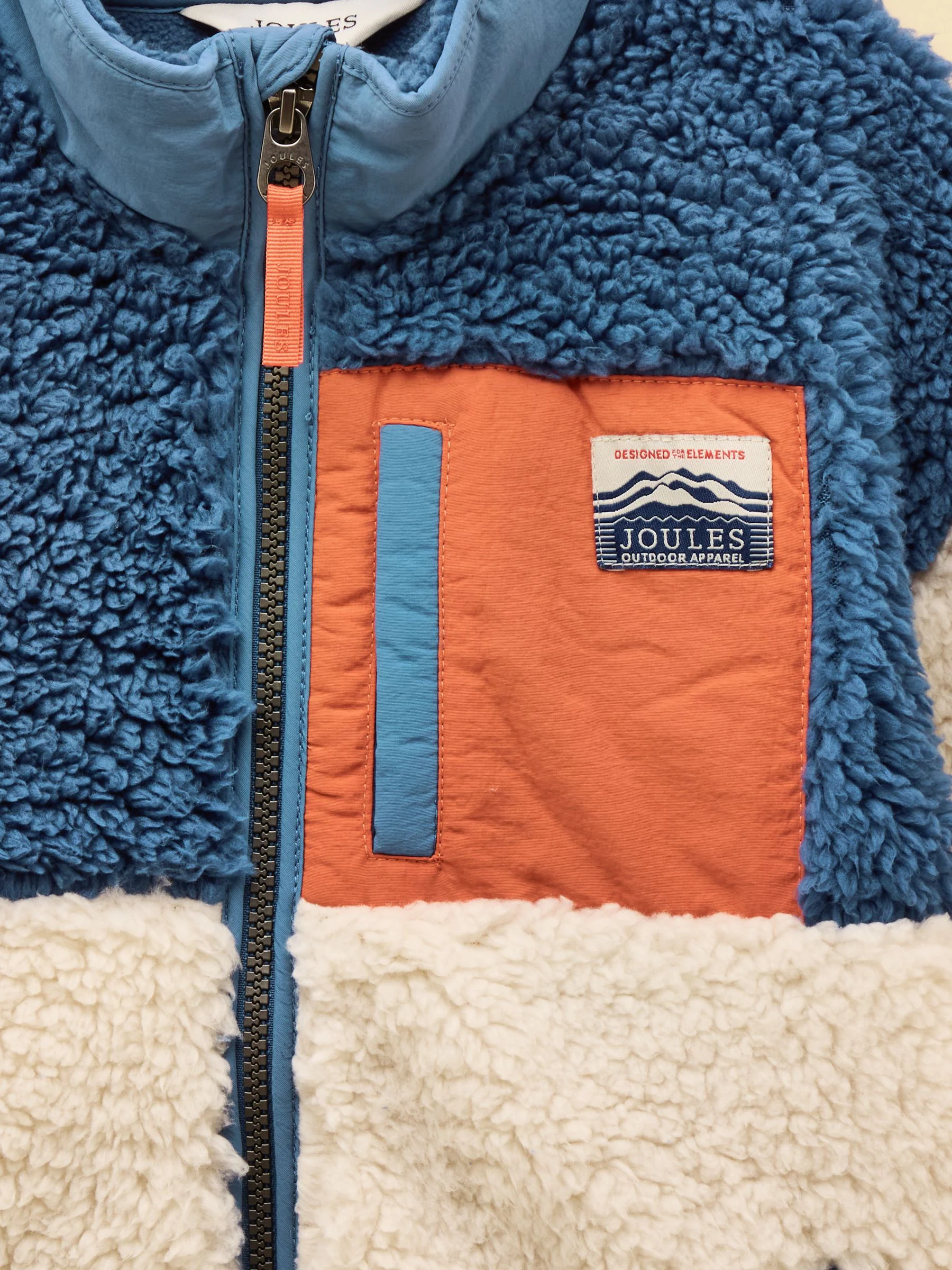 Crème en blauw - Joules Billy fleece met rits voor jongens