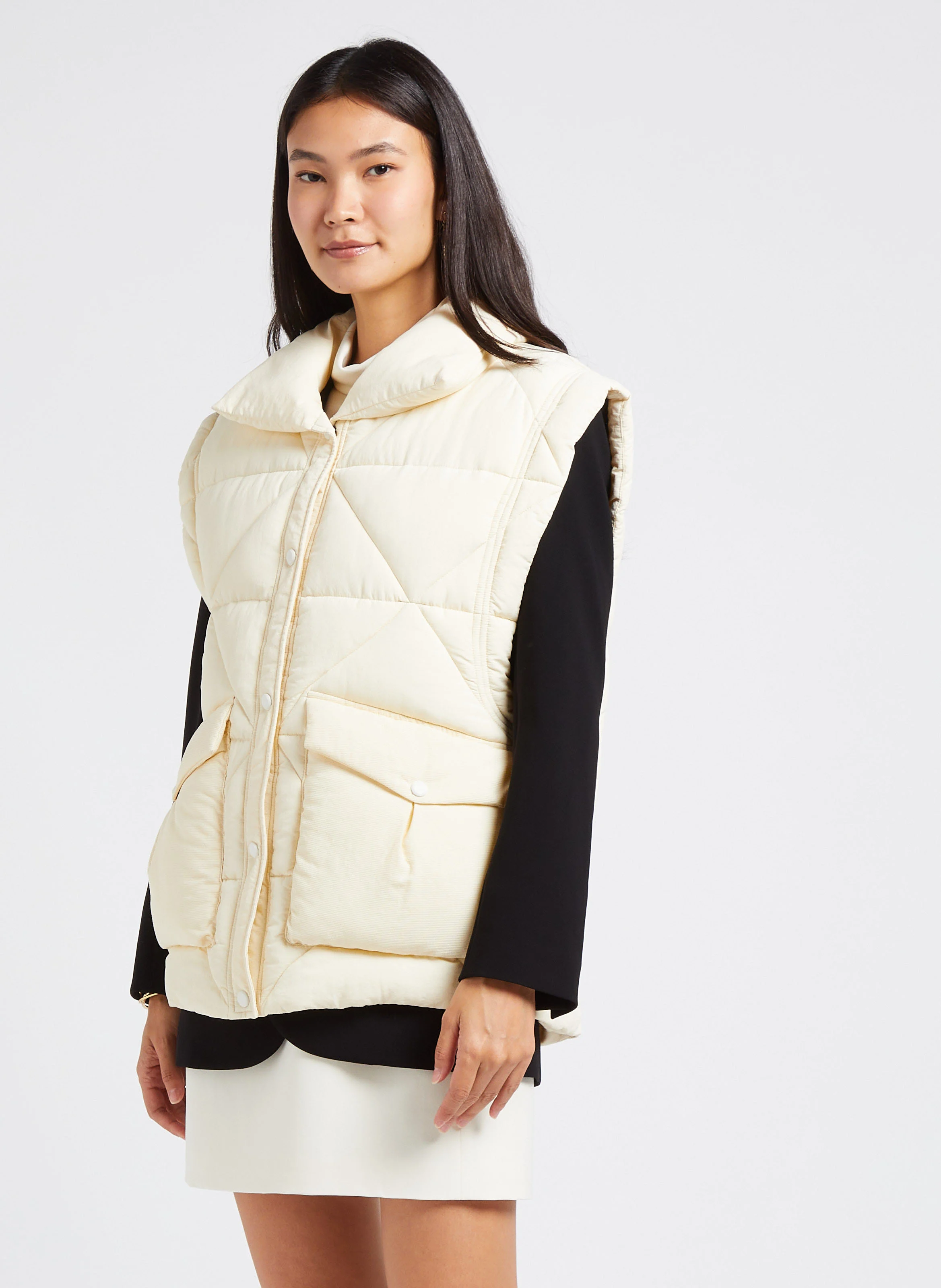 Doudoune droite sans manches | Blanc