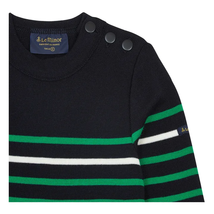 Le Minor Pull Laine Mérinos Marinière x Smallable | Bleu marine