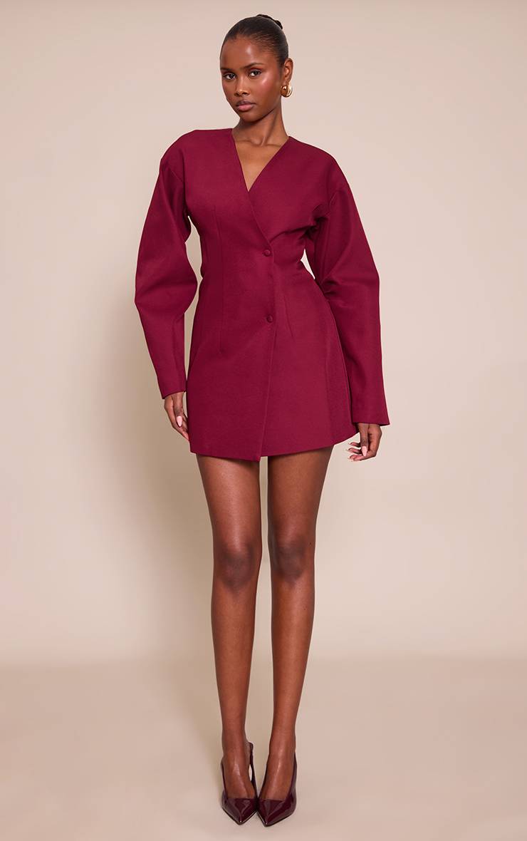 Prune Robe Blazer Tissée À Manches Ballon