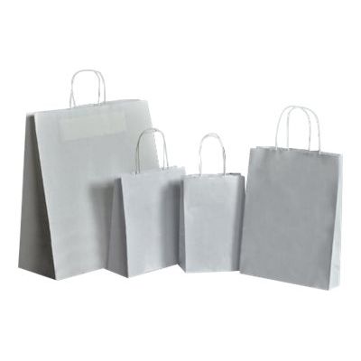 50 Sacs cadeau kraft - poignées torsadées - 32 cm x 12 cm x 44 cm - blanc