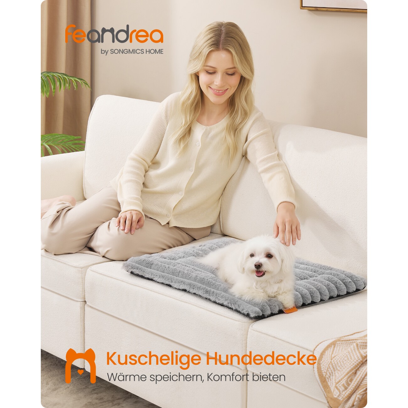 FEANDREA Hundedecke, beidseitig verwendbar, Hundesofa maschinenwaschbar S