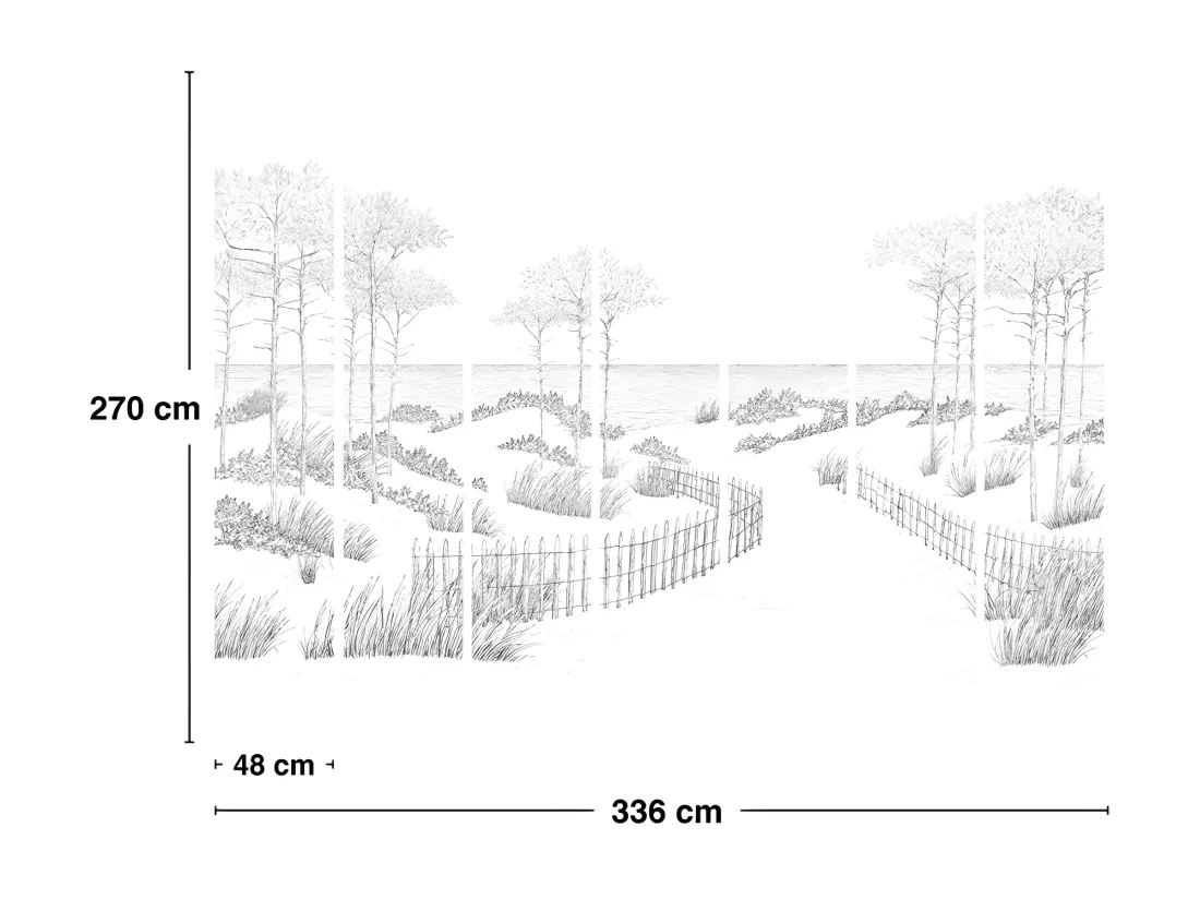 Papier Peint Panoramique L336xH270cm - Les Landes B&W - Papier intissé 150gr/m2