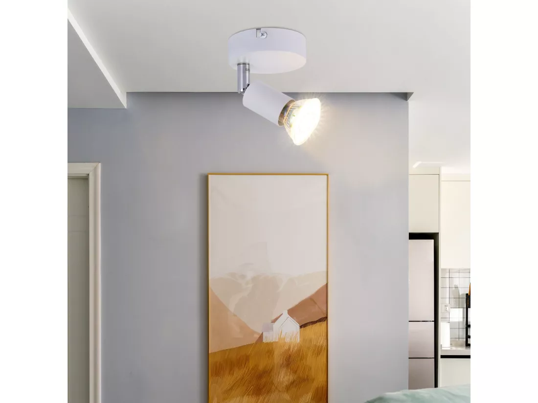 NETTLIFE Plafonnier LED 1 Ampoule blanc Plafonnier GU10 Applique d'intérieur blanc chaud spots moderne