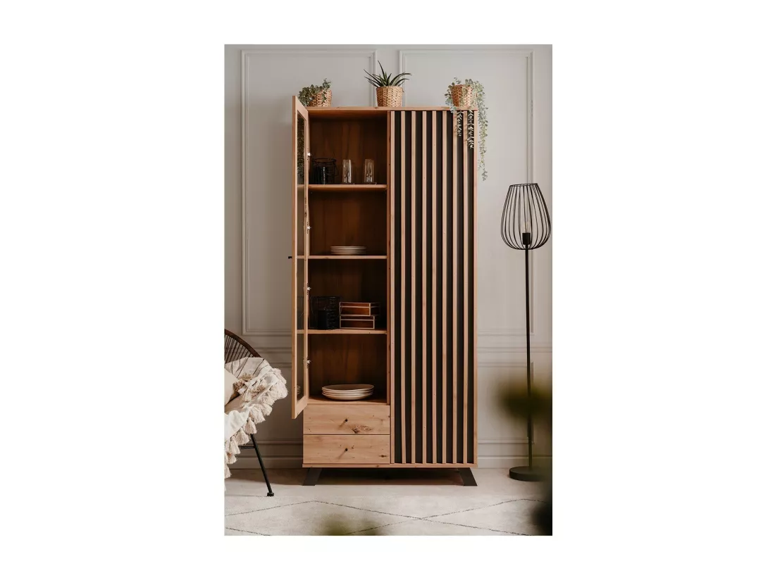 Vaisselier 2 Portes et 2 Tiroirs Décor Chêne L92 cm - LUBLIN