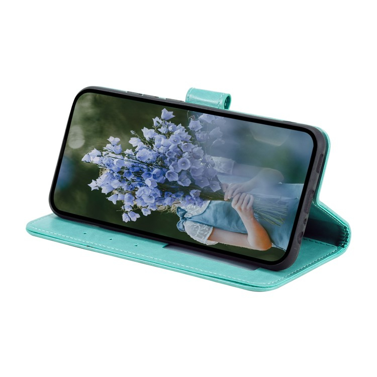Samsung Galaxy S25  Plus Leder Tasche Wallet - Mandala Flowers Imprint - Türkis