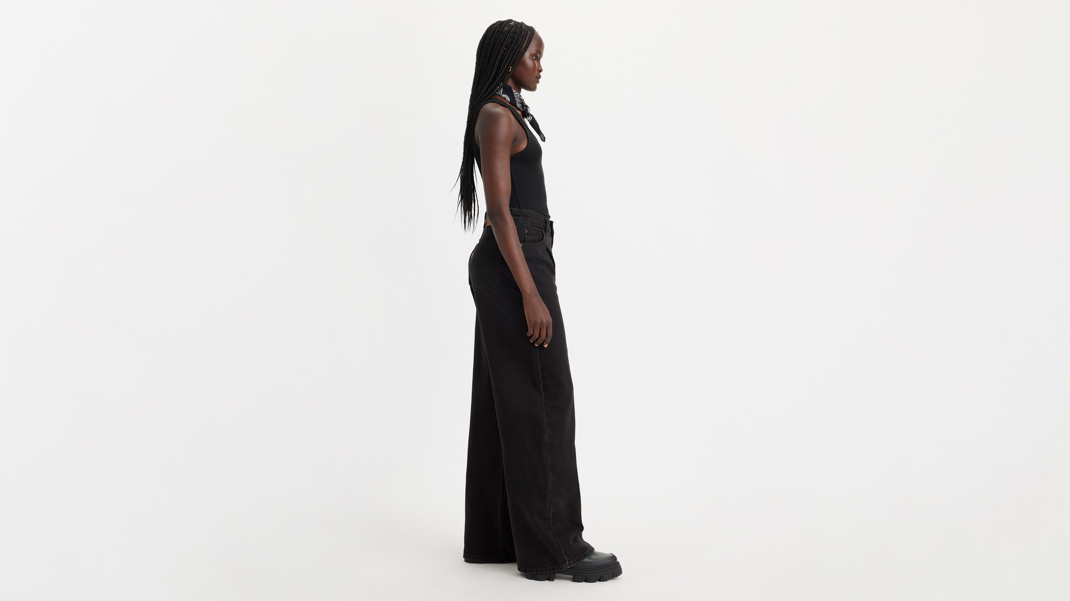 Jean Baggy Dad Wide Leg Lightweight - Capturing Moments - Noir