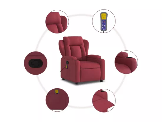 Fauteuil massant inclinable Rouge bordeaux Tissu