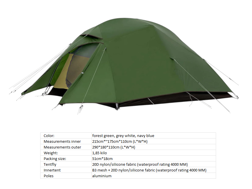 Naturehike Cloud Up 3 Upgraded lichtgewicht tent - Green