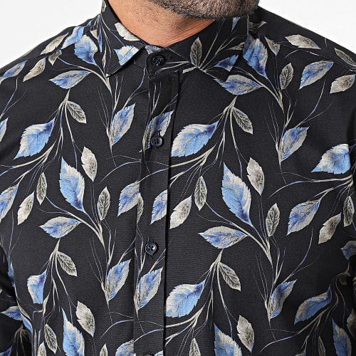Chemise Manches Longues Noir Floral