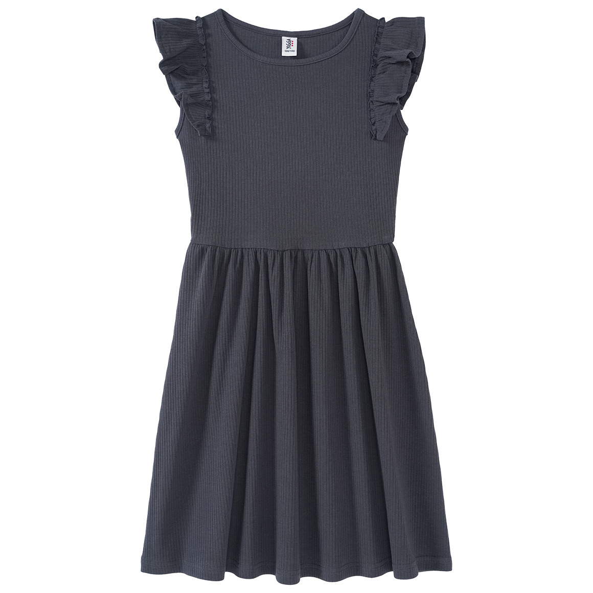 Yigga Mädchen Kleid mit Ripp-Struktur dunkelgrau