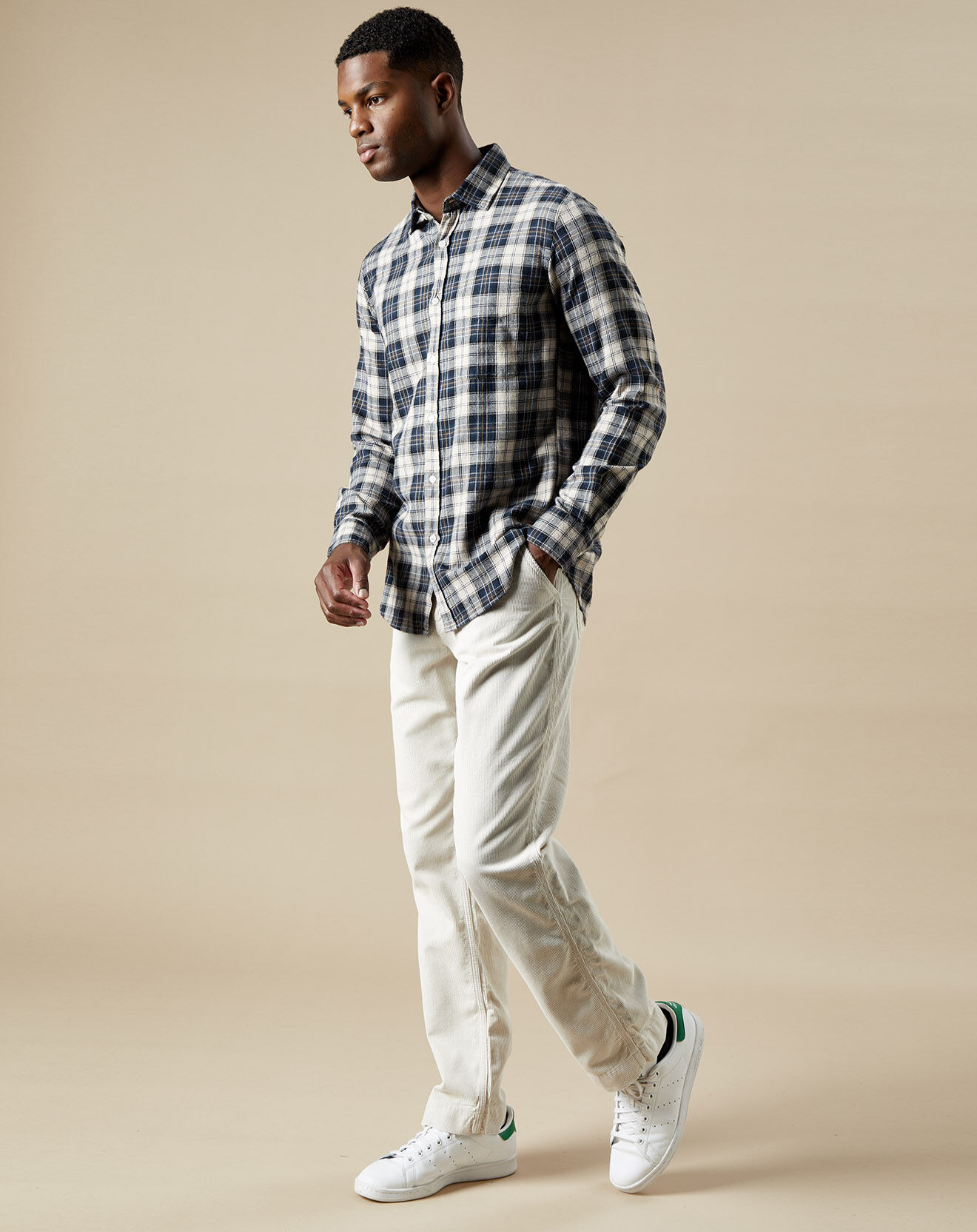 Hartford Chemise en Flanelle slim Storm à carreaux navy/natural/camel/chalk