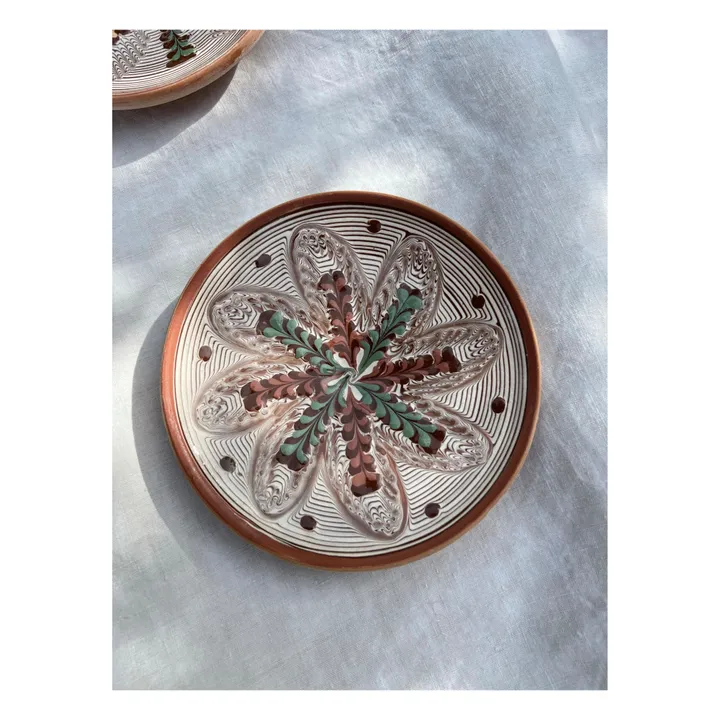 Les Petits Bohèmes Assiette en céramique motif fleur et pois