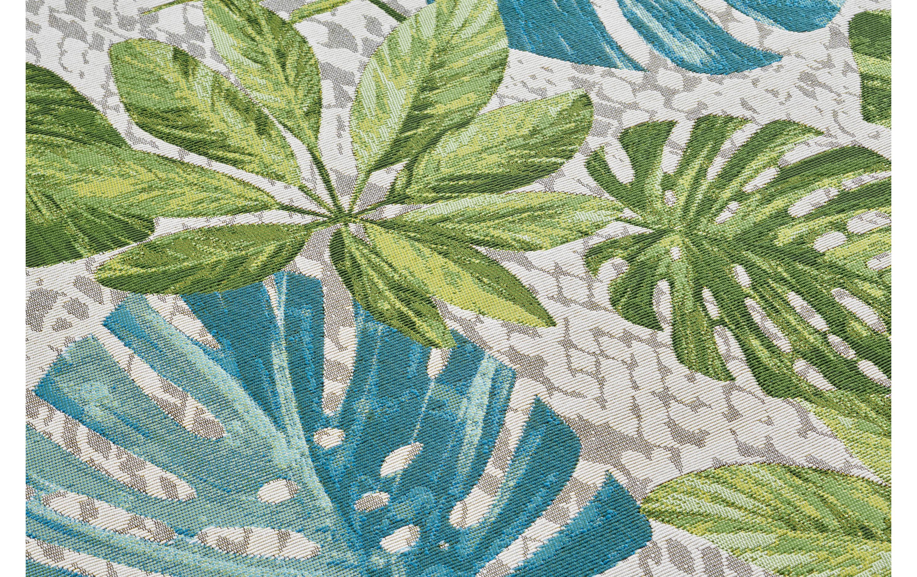 Teppich Tropical Leaves 160 cm x 235 cm, Grün/TürkisIn- & Outdoor Teppich