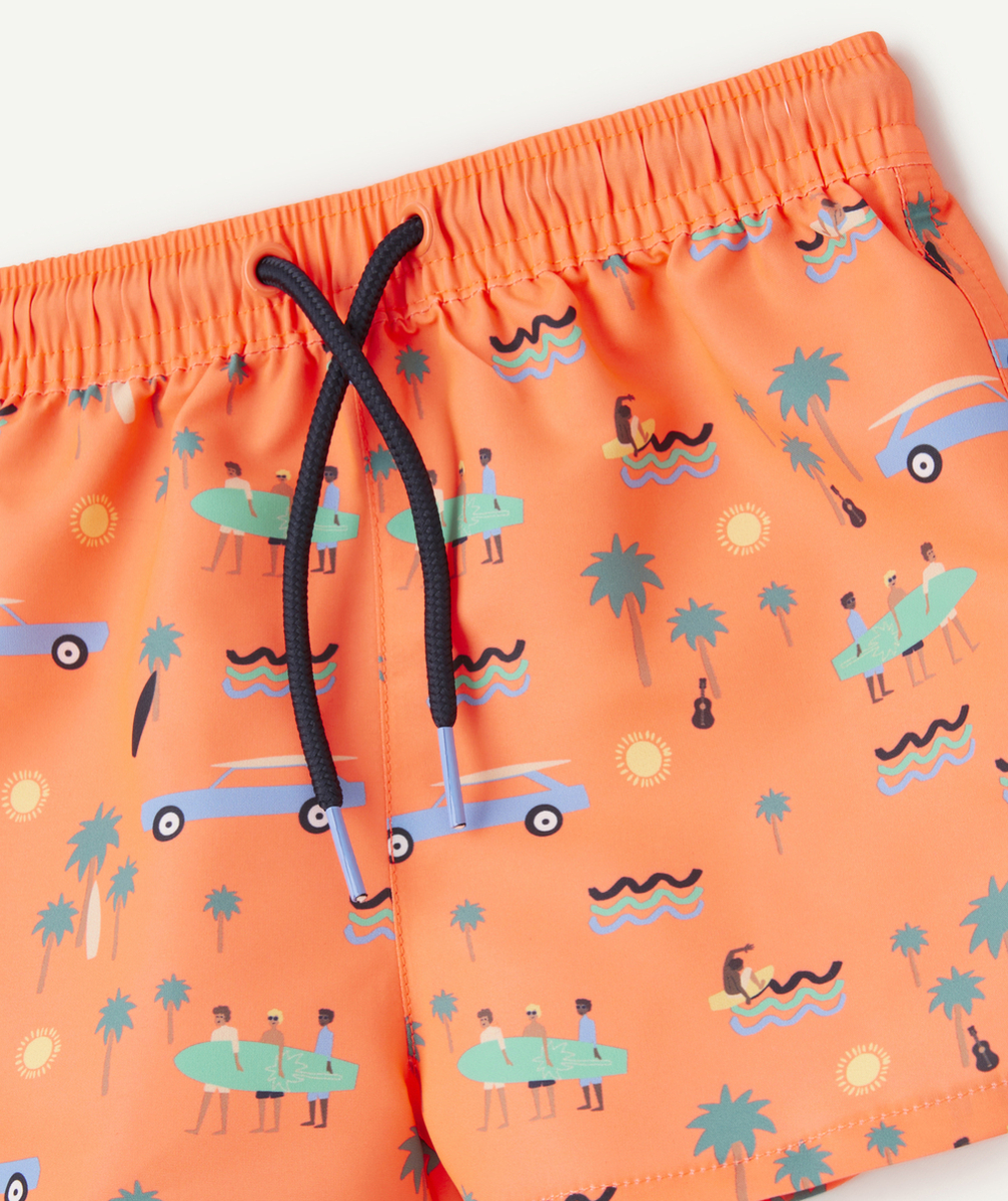 SHORT DE BAIN BÉBÉ GARÇON EN FIBRES RECYCLÉES ORANGE IMPRIMÉ SURF