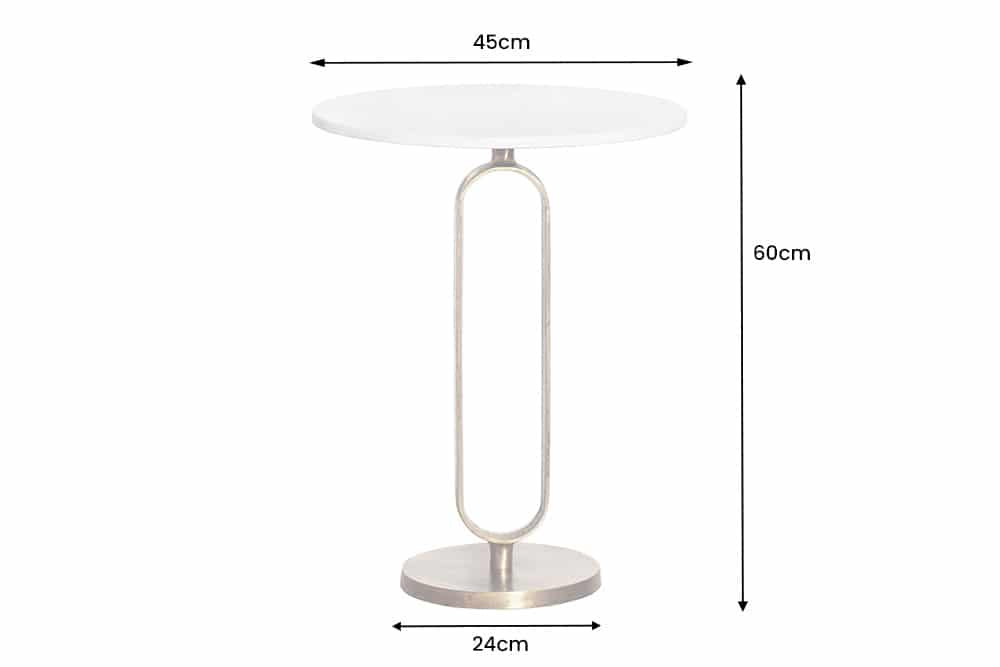 Runder Beistelltisch ELEGANCE 60cm weiß gold antik Marmor Metall Aluminium handmade