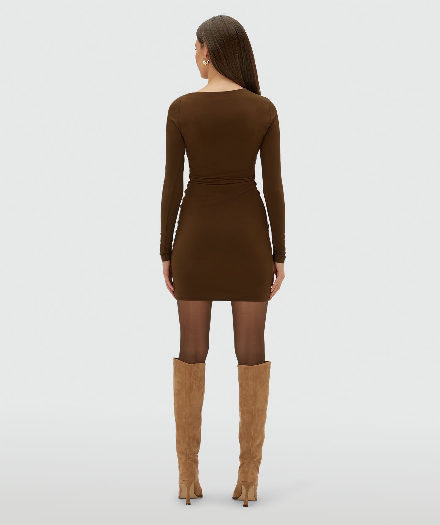 JV-YLA slim fit jurk  - brown