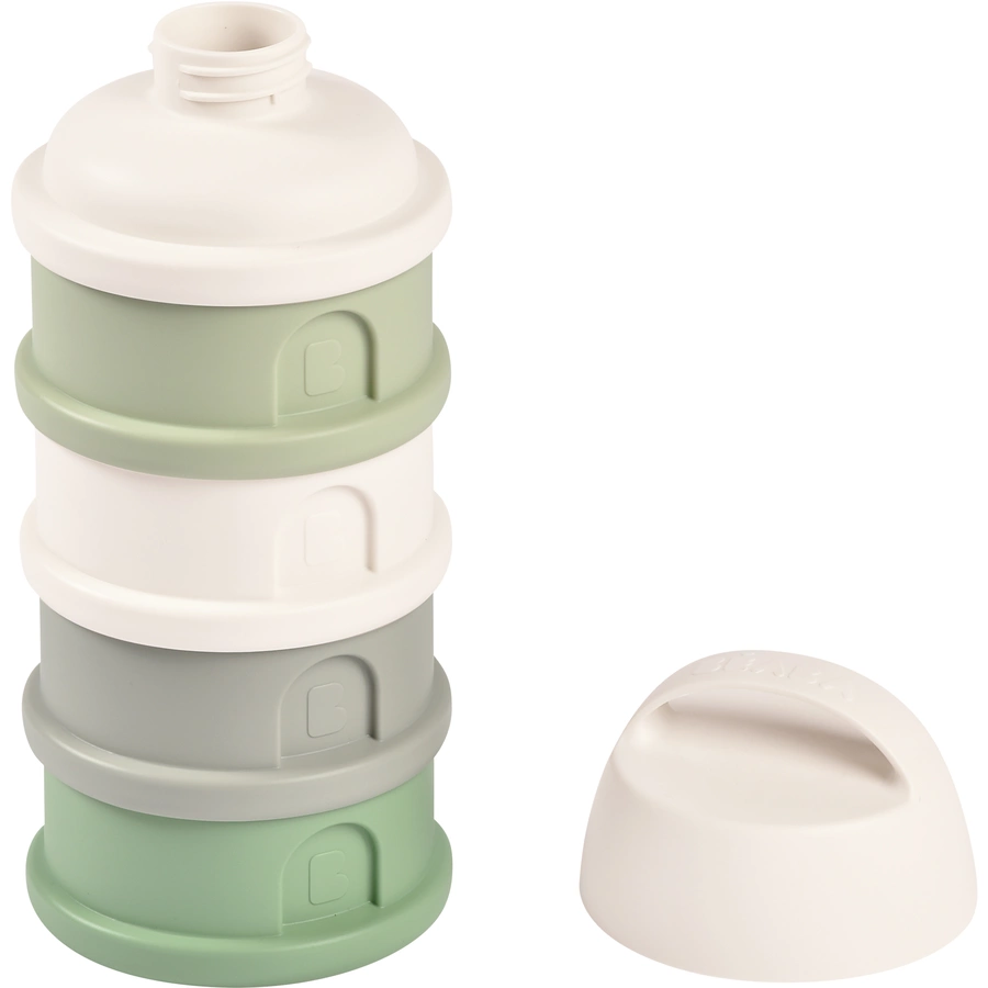 BEABA® Milchpulver-Dosierbox mit 4 stapelbaren Fächern 330 ml, Cotton weissSalbeigrün
