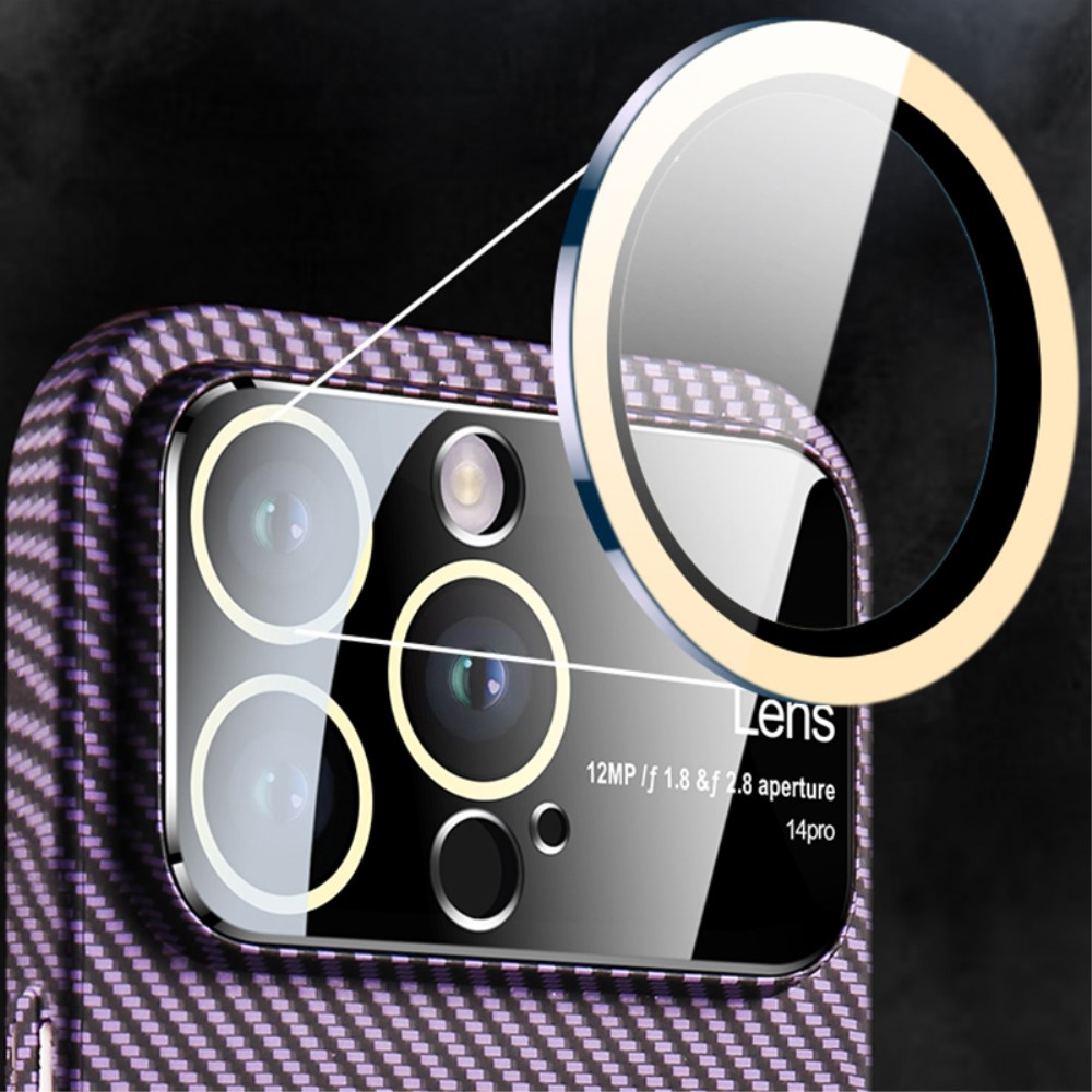 iPhone 14 Pro Max Hardcase Hülle im Carbon Look mit Kameraglasschutz - Lila