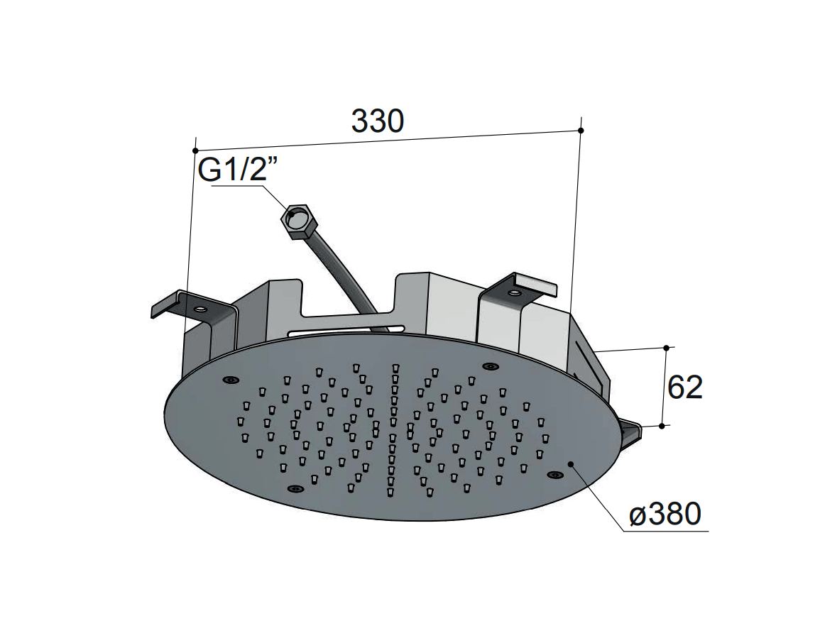 Hotbath Mate M108 inbouw hoofddouche 38cm geborsteld nikkel