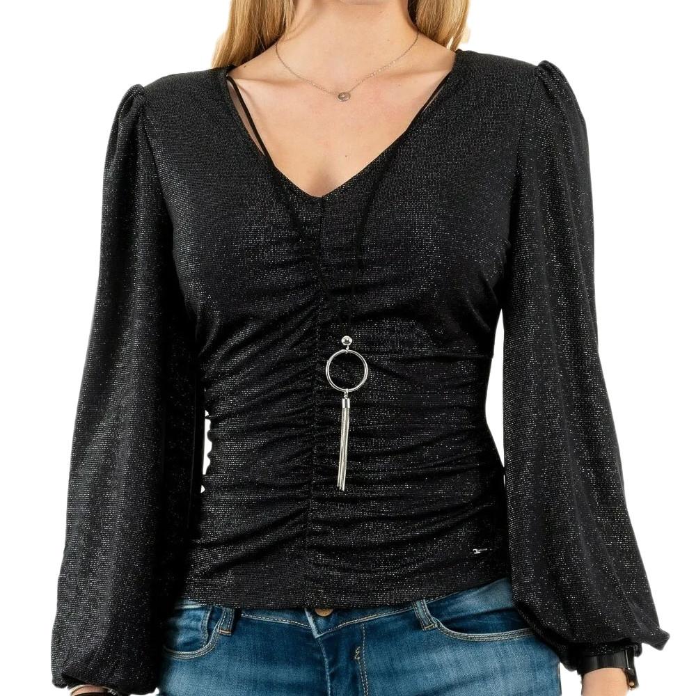 Morgan Blouse Noir Brillante Femme Morgan Twilo