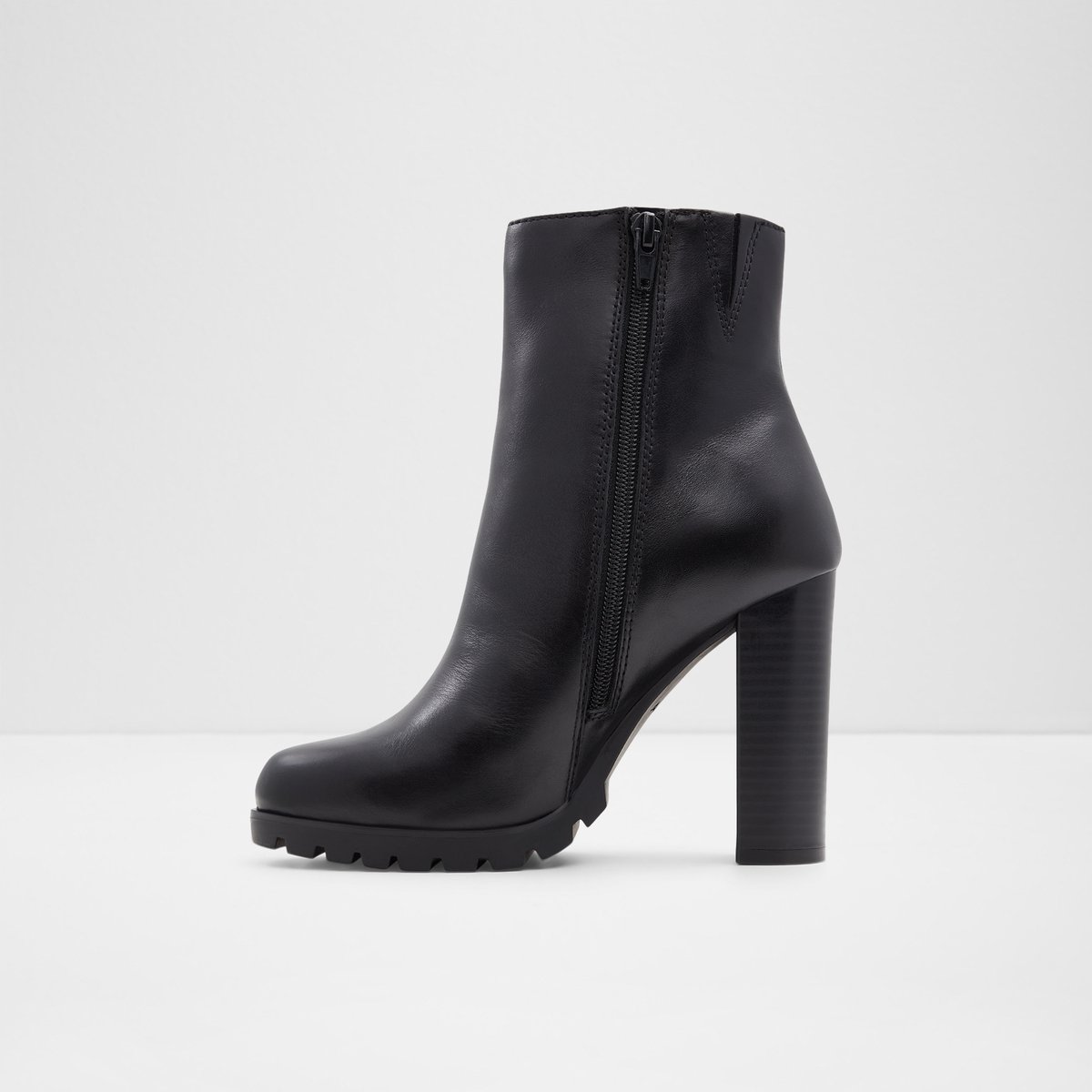 Doria Black Leather Smooth Women Ankle boots