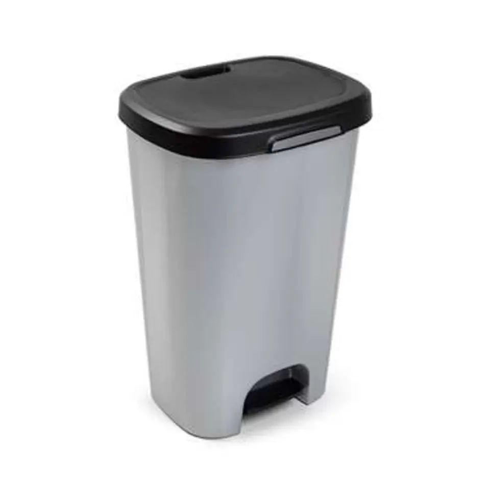 Forte Plastics Pedaalemmer - grijs - vuilnisbak met deksel - 50 l