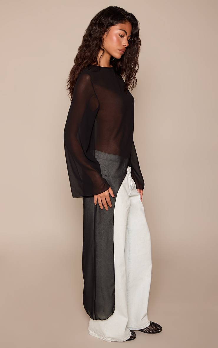 Noir Haut Longline Extrême En Mousseline