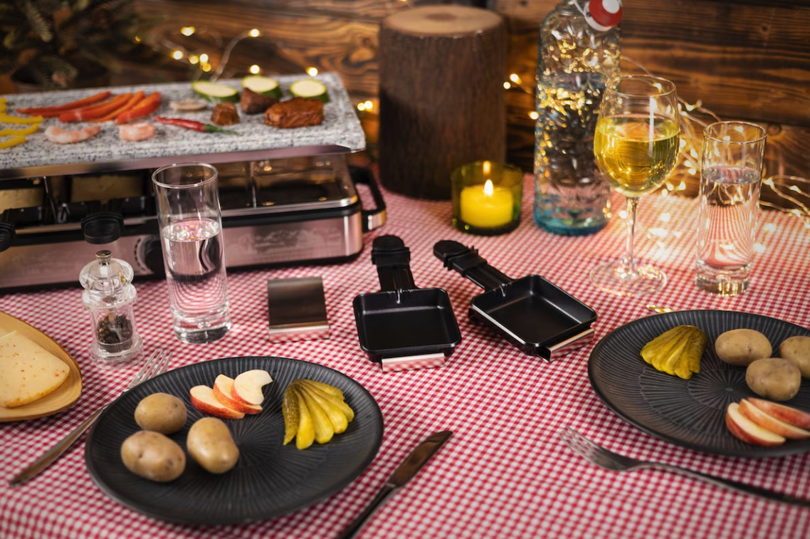 (4er Set) Edelstahl Raclette Pfännchen Halter Untersetzer (305180) - Silber