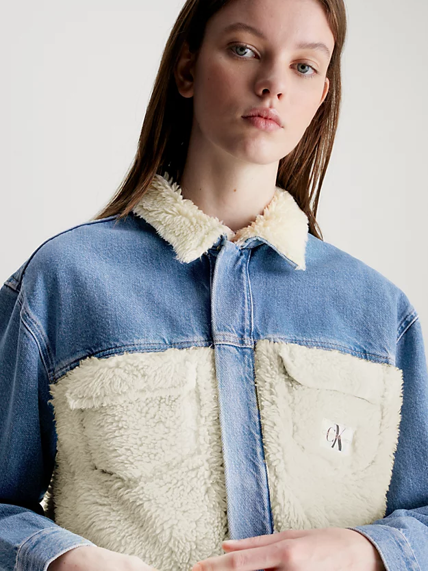 Jaqueta jeans sherpa unissex