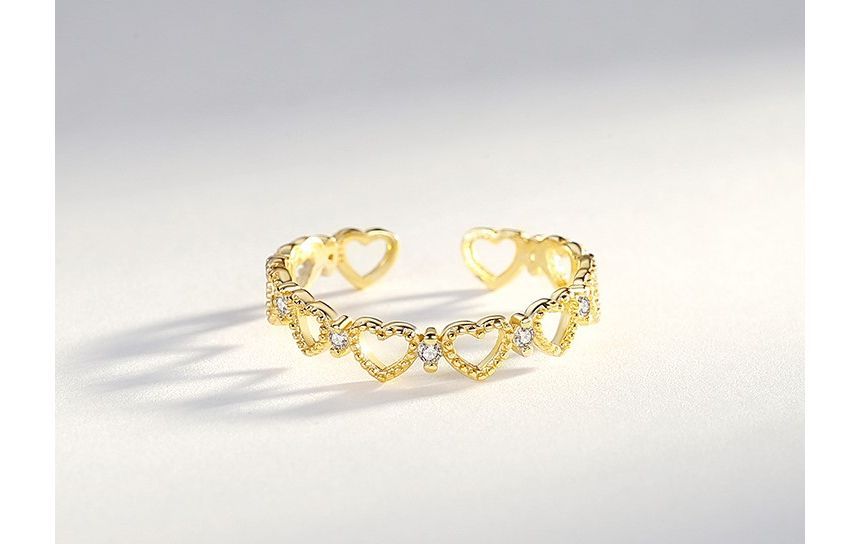 Parskletie - Hartvormige Sterling Zilveren Open Ring