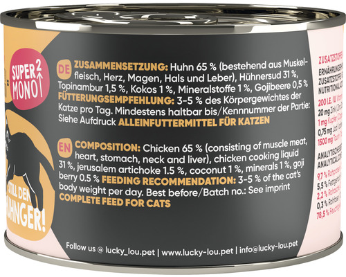 LuckyLou SuperMono Kip natvoer voor katten 200g
