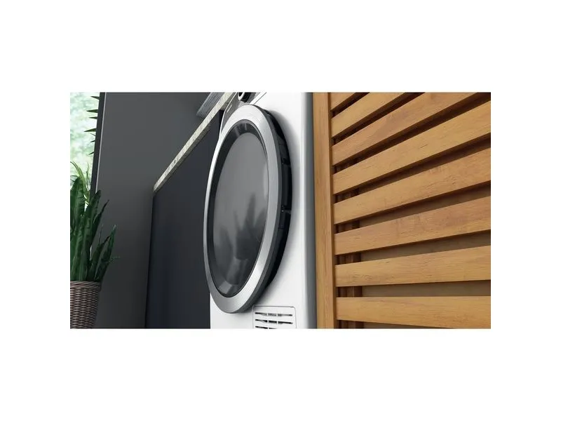 Hotpoint H8 D94WB EU, Fritstående, Front-læsning, Varmepumpe, Hvid, Dreje, Berøring, Højre