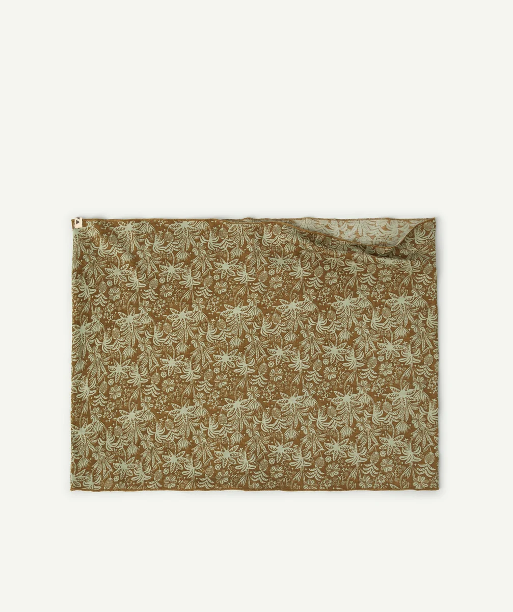 SNOOD FILLE EN COTON KAKI IMPRIMÉ