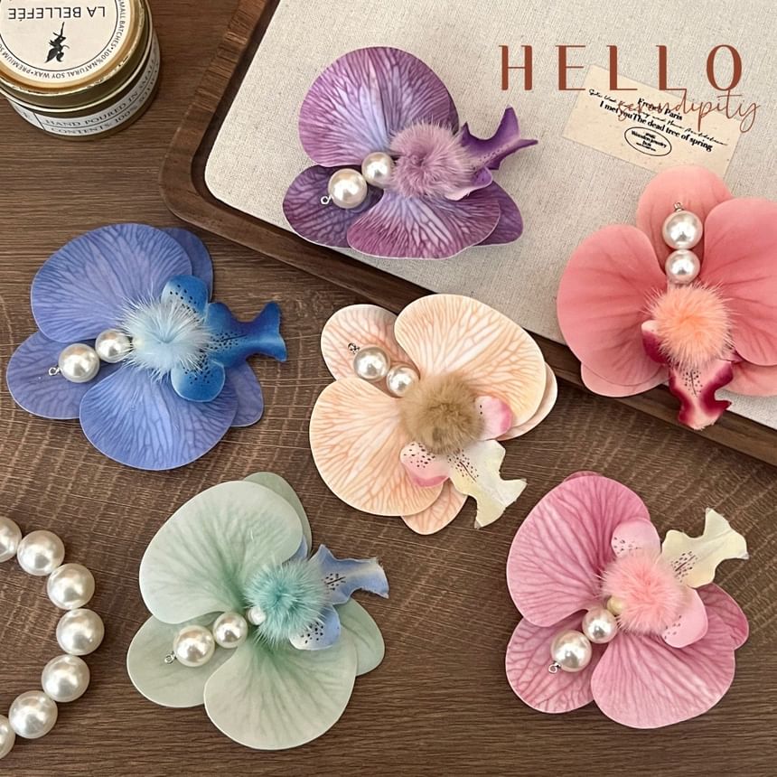 Bohod - Haarspeld met pompons en bloemenprint (verschillende ontwerpen)