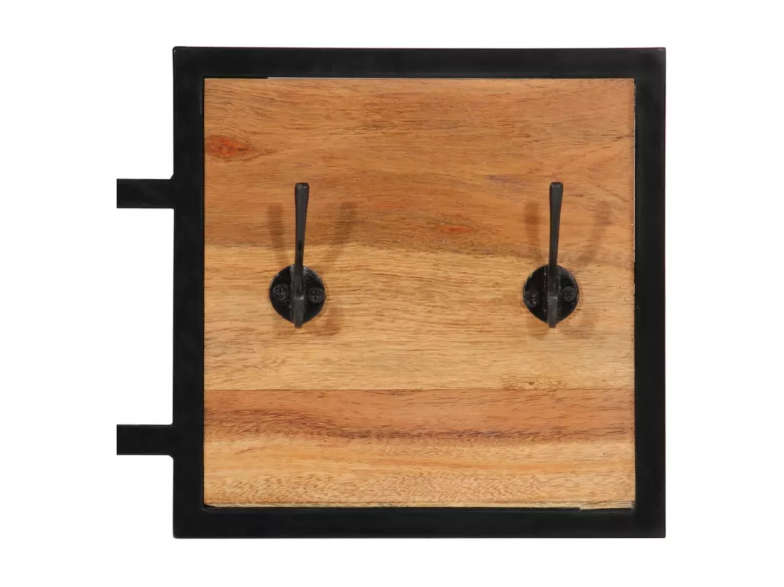 Porte-manteau mural 90x1x35 cm bois massif d'acacia et fer