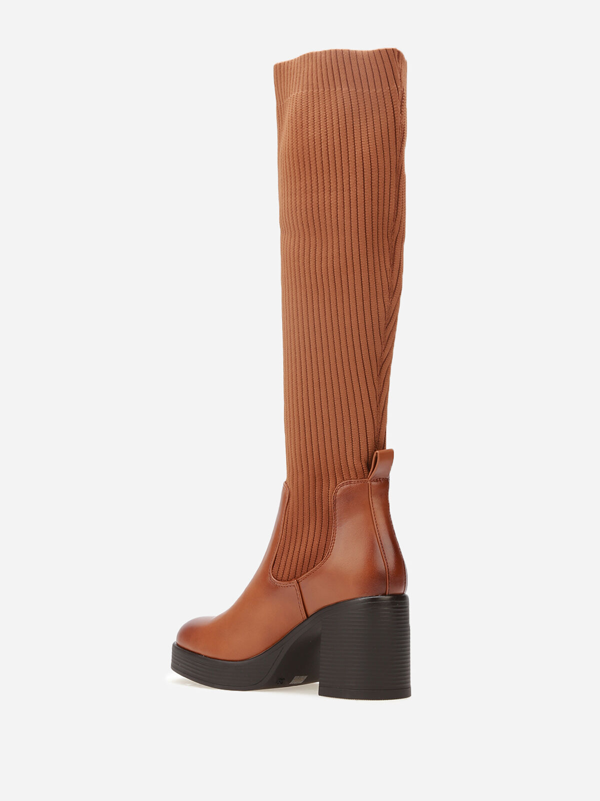 Bottes bi-matières à plateforme- Marron clair