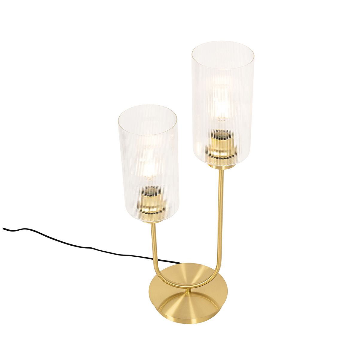 Art Deco tafellamp goud met glas 2-lichts - Laura