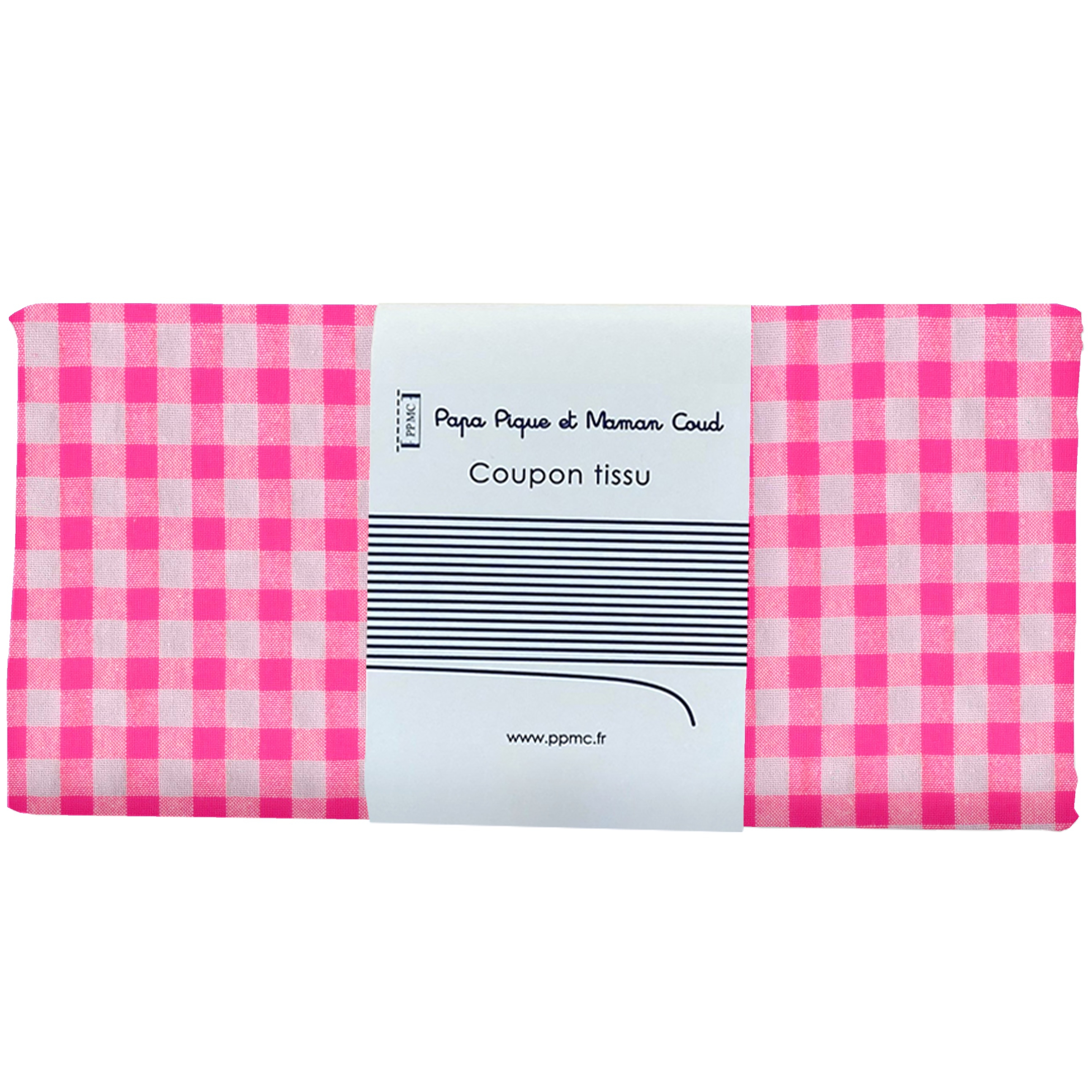 Coupon Tissu 50 Cm Ex2427 Vichy Seersucker Rose Fluo