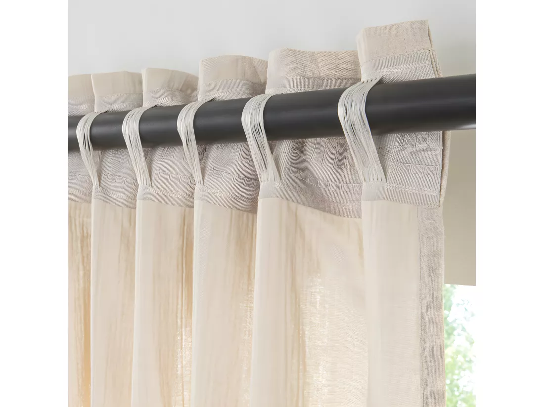 Rideau uni en gaze de coton pattes cachées à l'unité 140x260cm beige