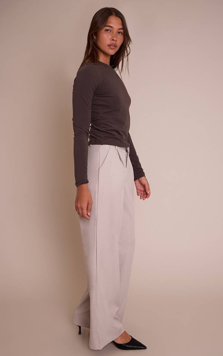 Gris Galet Pantalon Large Tissé À Double Pli