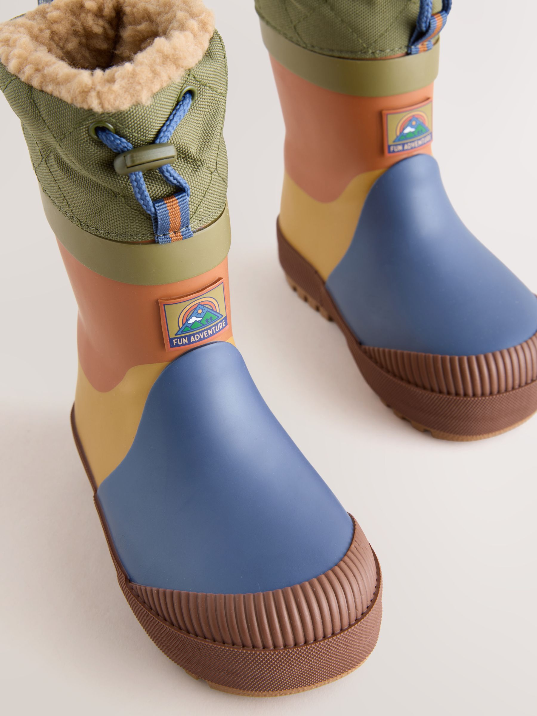 Blauw/groen met kleurvlak - Thinsulate™ - Gevoerde thermoregenlaarzen met boord